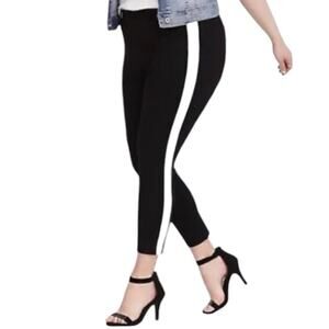Torrid Ankle Crop Pant Ponte Knit Slim Black White Side Stripe Women’s Size 16